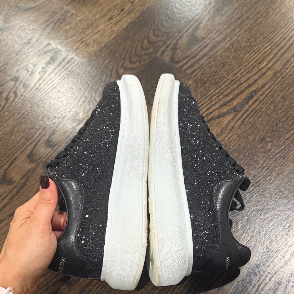 Alexander McQueen Black Glitter Women’s Sneakers Size 37 - Picture 6 of 16